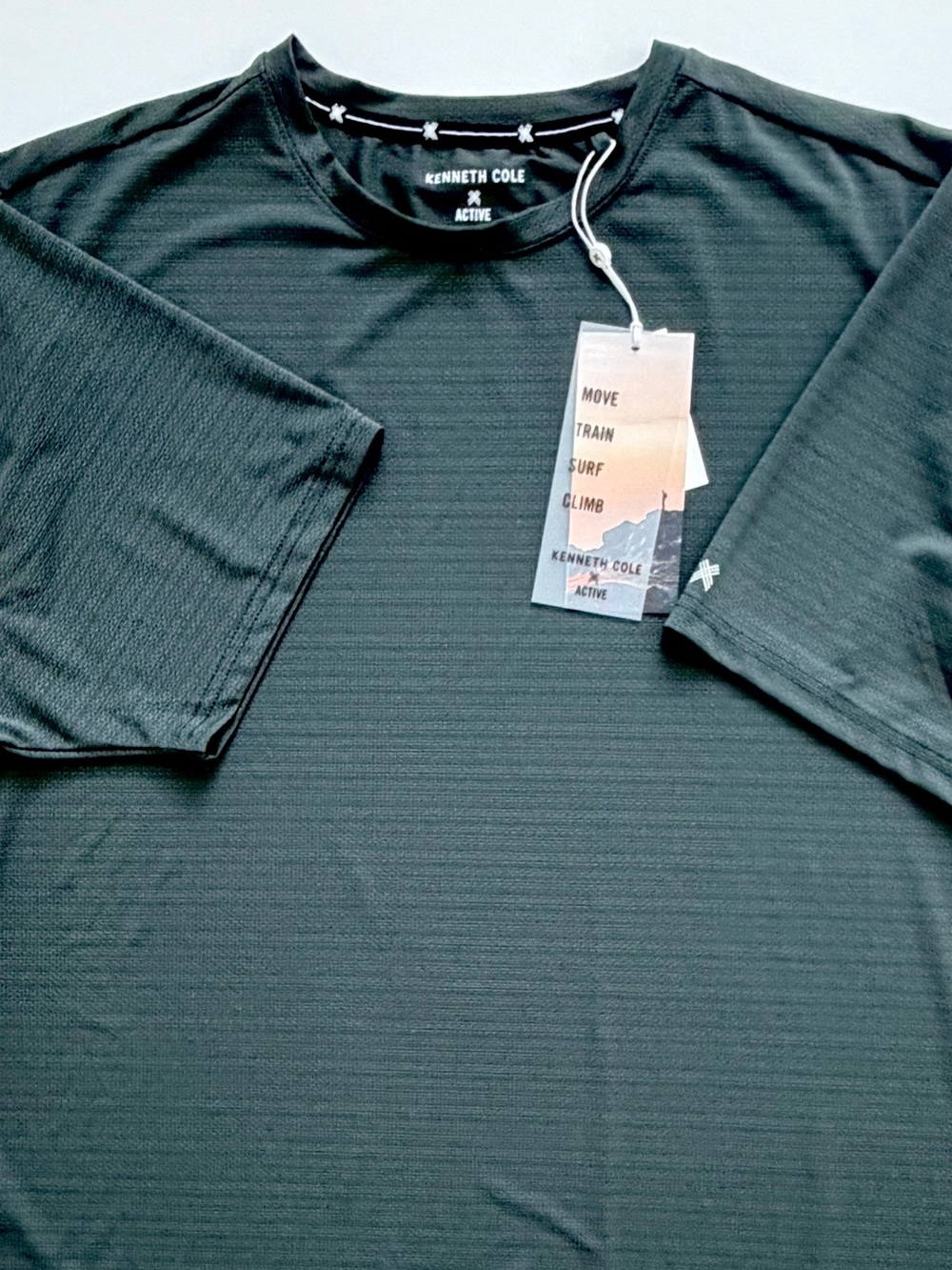 Kenneth Cole Mens Active Tech SS Shirt XL Dark Green Stretch UPF 50+ Wicking NEW